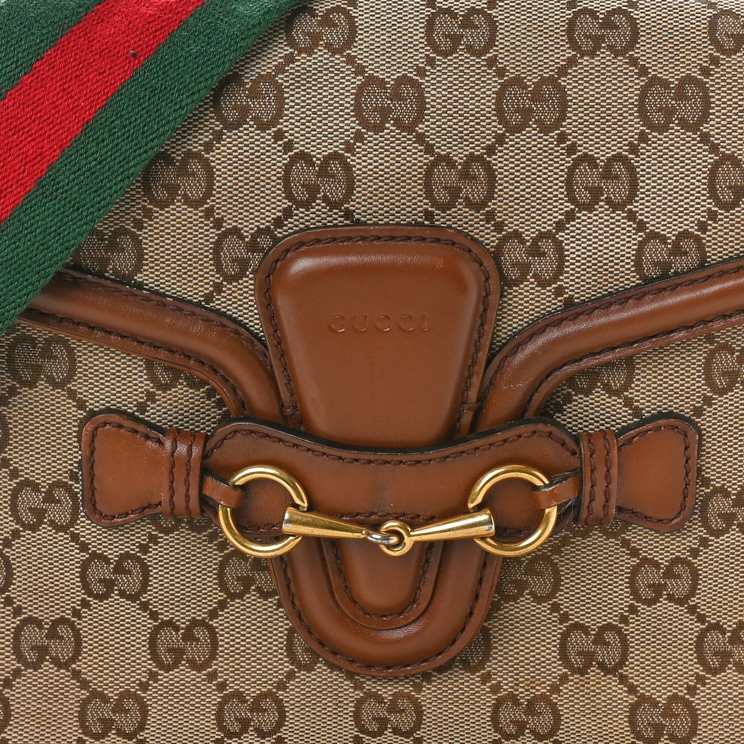 Gucci Monogram Medium Lady Web Shoulder Bag Beige Cuir 8 of 11