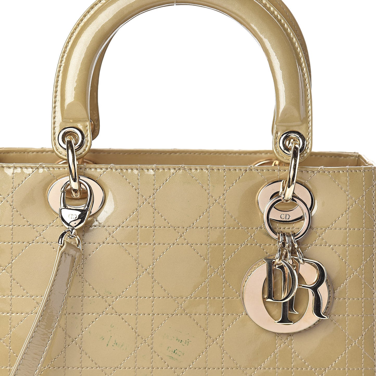 Patent Cannage Medium Lady Dior Beige