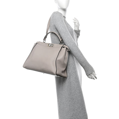 Fendi Vitello Seta Plexiglass Granite Large Peekaboo Iconic Satchel Polvere 2 of 11
