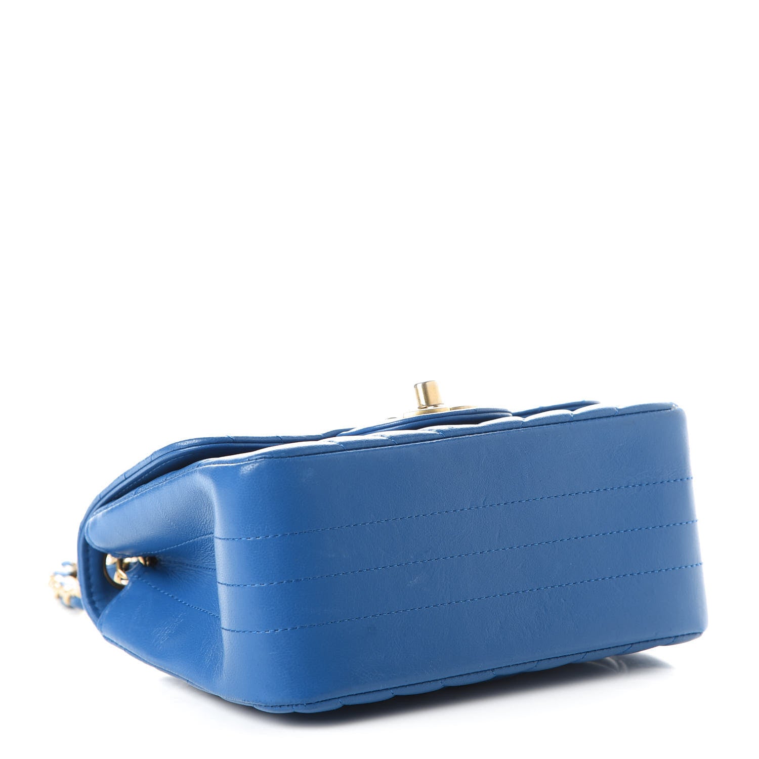 Chanel Lambskin Chevron Quilted Mini Square Flap Blue 4 of 9