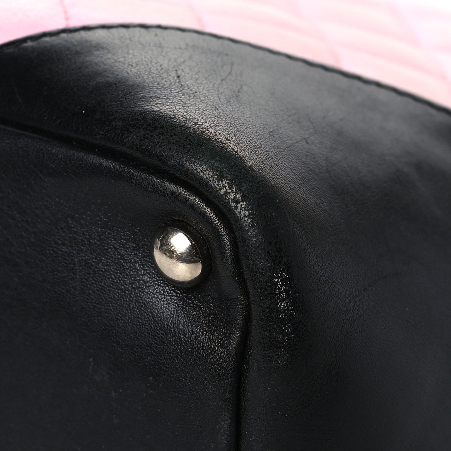 Calfskin Quilted Medium Cambon Tote Pink Black