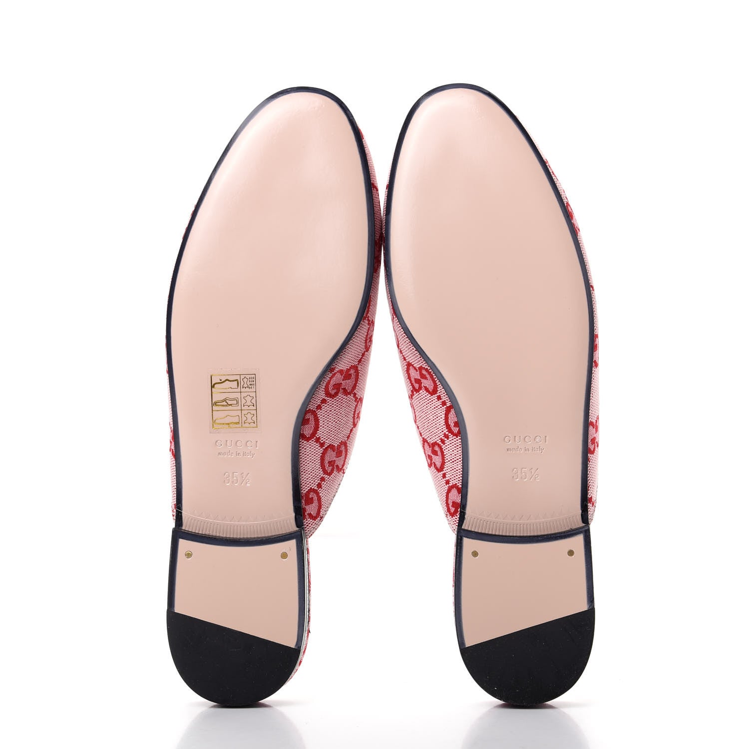 Gucci Canvas GG Monogram Horsebit Womens Princetown Slippers 35.5 Gardenia Hibiscus Red 6 of 11