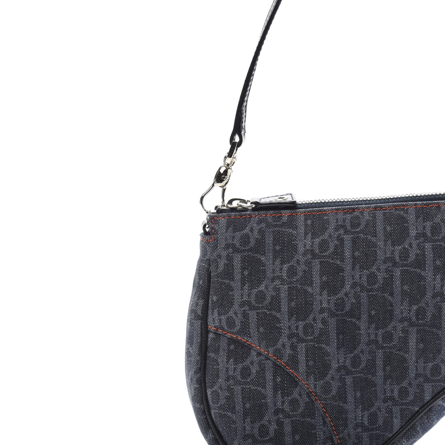 Christian Dior Denim Monogram Mini Saddle Pochette Navy 10 of 10