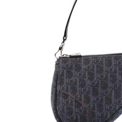 Christian Dior Denim Monogram Mini Saddle Pochette Navy 10 of 10