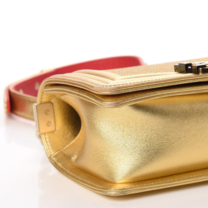 Chanel Metallic Lambskin Embossed Small Cube Boy Flap Gold 9 of 12