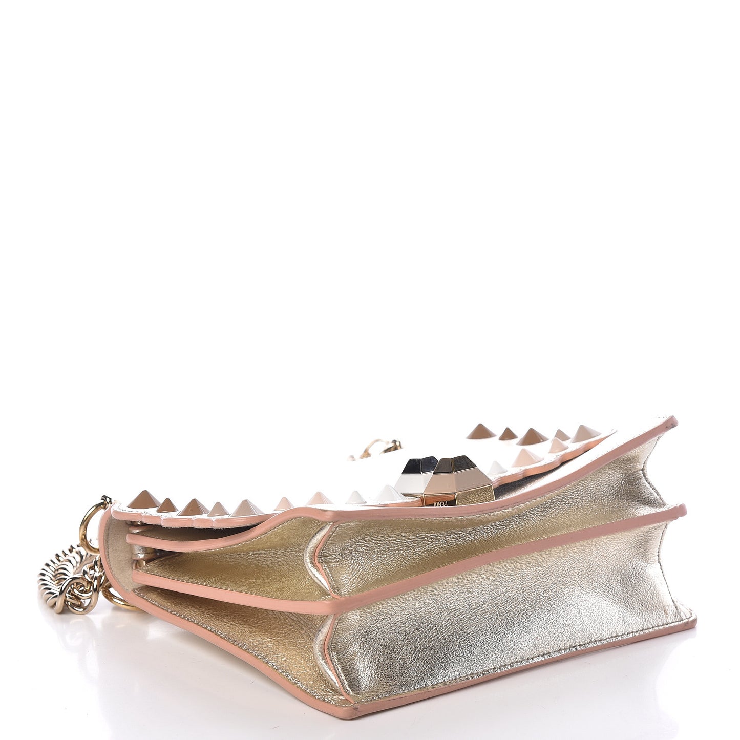 Vitello Catalan Mirror Scalloped Multi Studded Small Kan I Shoulder Bag Champagne