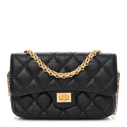 Chanel Aged Calfskin Quilted Reissue 2.55 Phone Holder With Chain Black 1 of 13