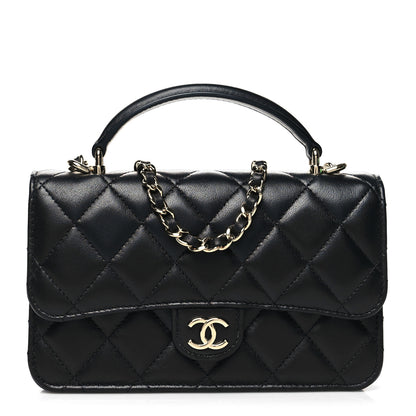 Chanel Lambskin Quilted Flap Phone Holder With Chain Black 1 of 12