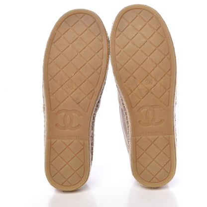 Chanel Velvet Logo Espadrilles 36 Beige Black 5 of 10