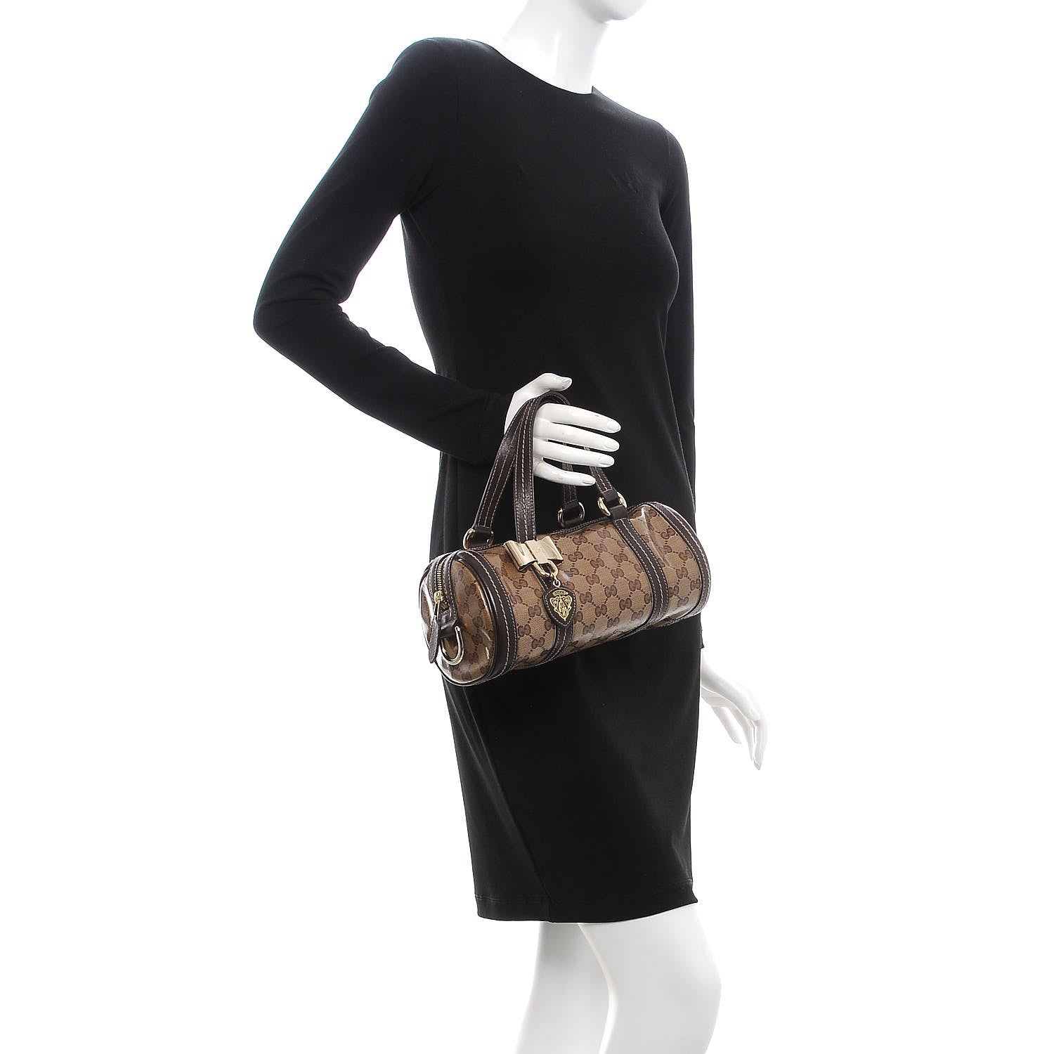 Gucci Crystal Monogram Duchessa Small Boston Bag Brown 2 of 9