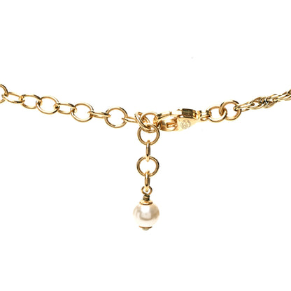 Chanel Pearl Crystal CC Pendant Necklace Gold Pink Pearly White 5 of 7