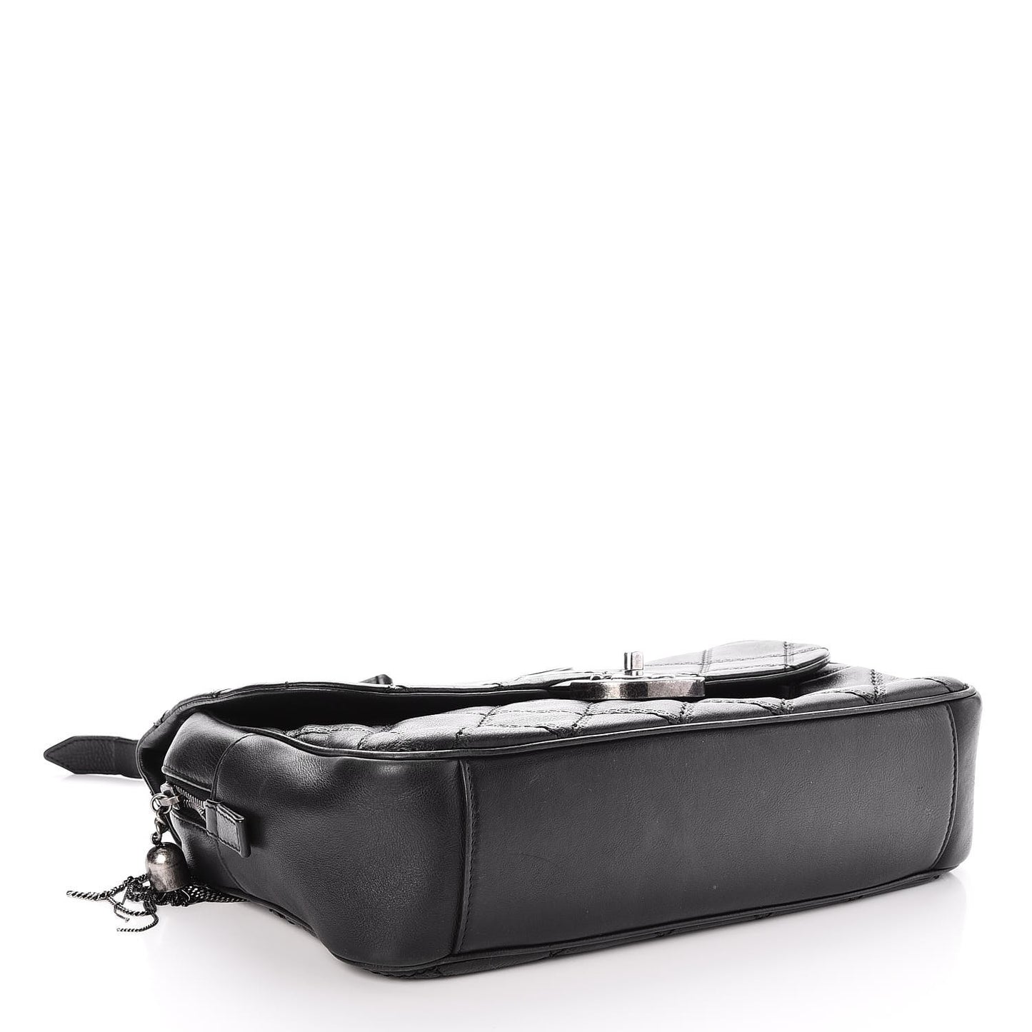 Calfskin Quilted Jumbo Coco Sporran Flap Black