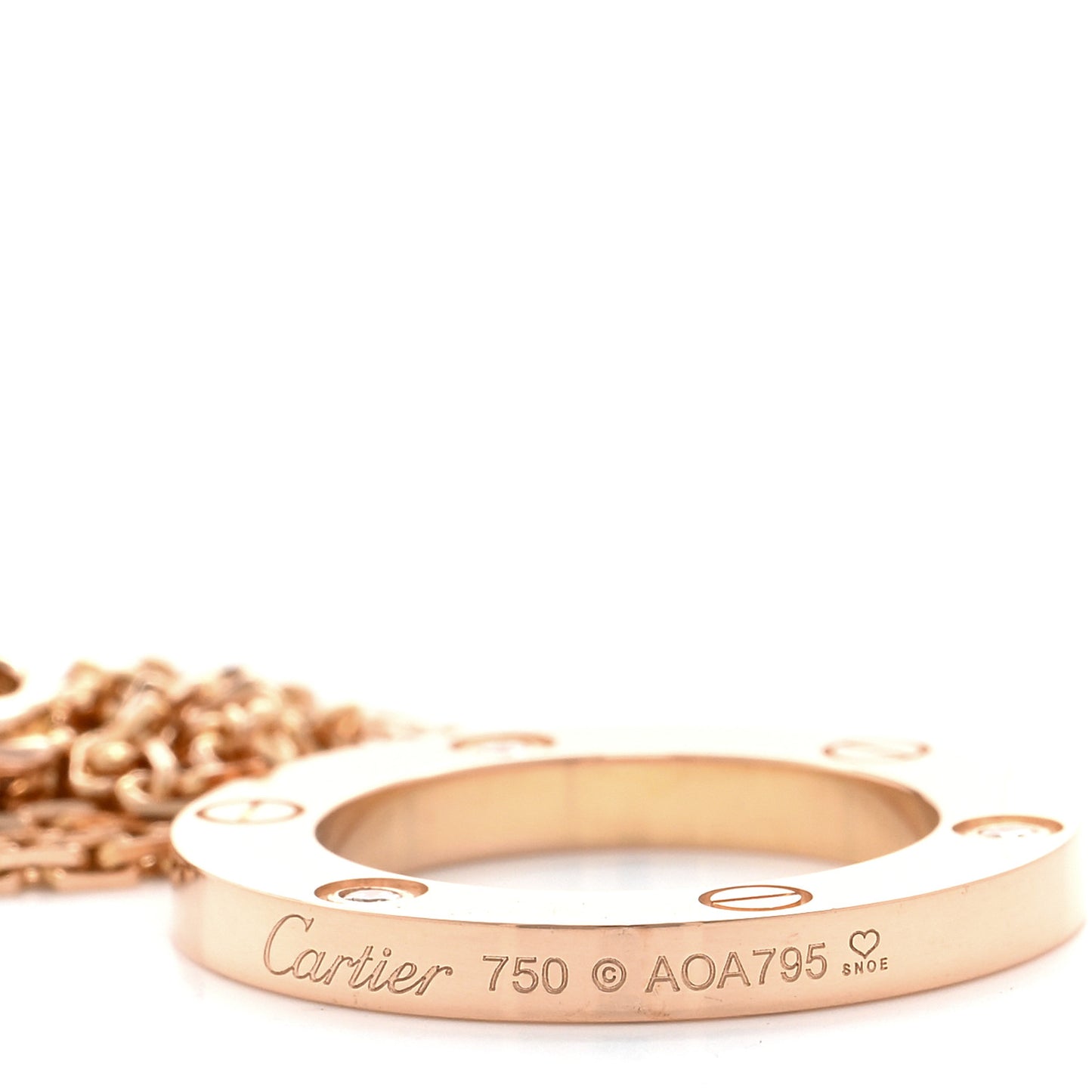 18K Pink Gold 3 Diamonds LOVE Pendant Necklace