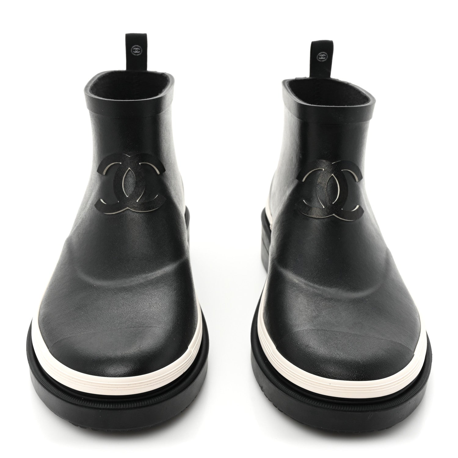 Chanel Rubber CC Short Rain Boots 38 Black 2 of 11