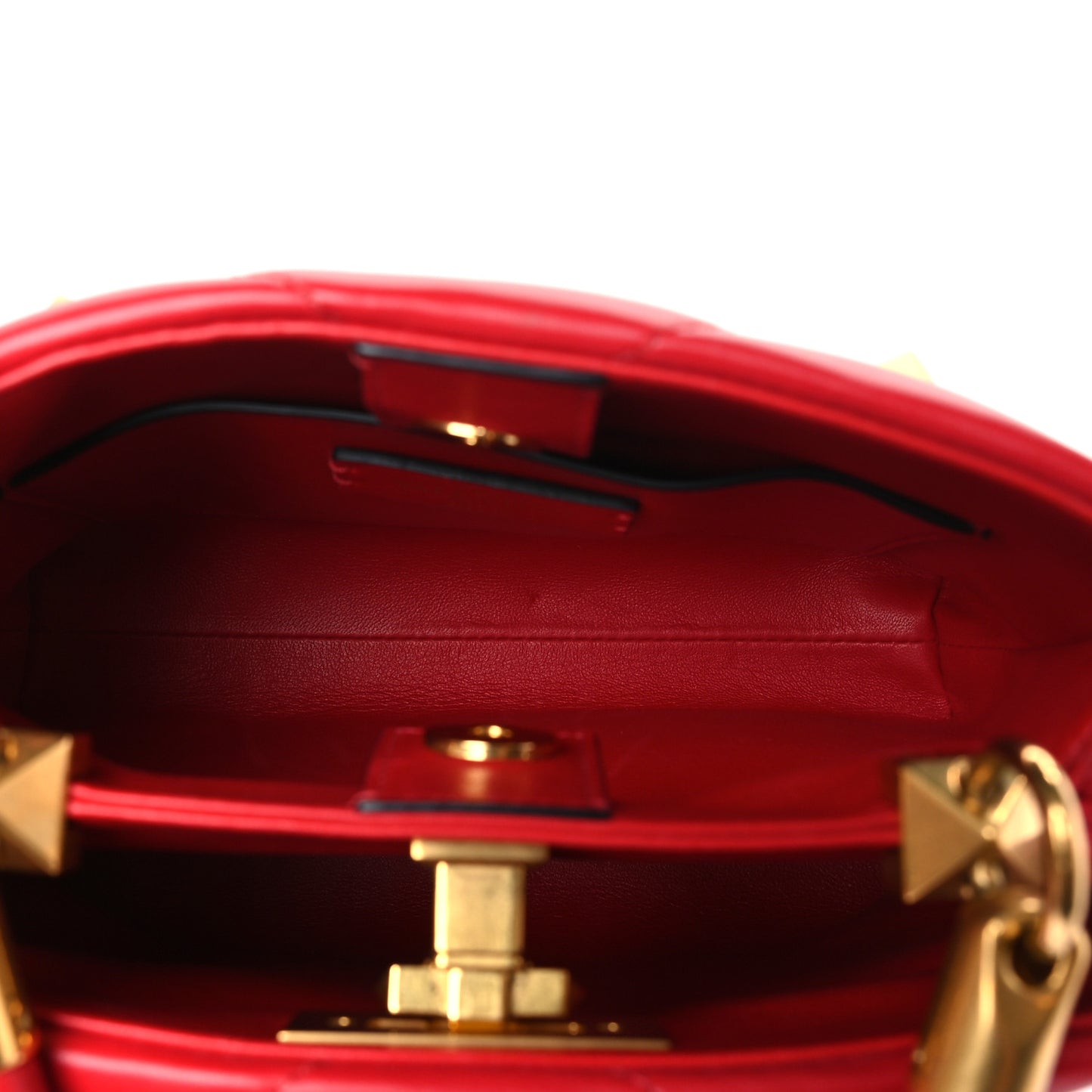 Nappa Small Roman Stud The Handle Bag Rouge Pur