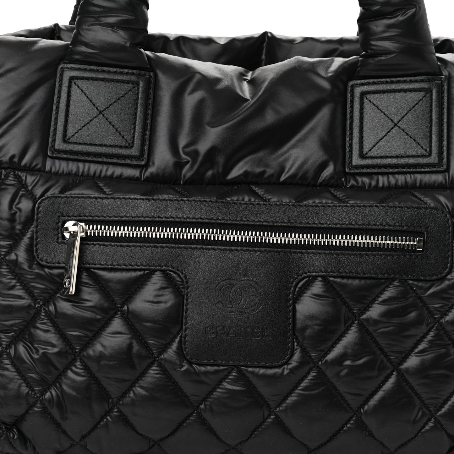 Nylon Quilted Small Coco Cocoon Tote Black