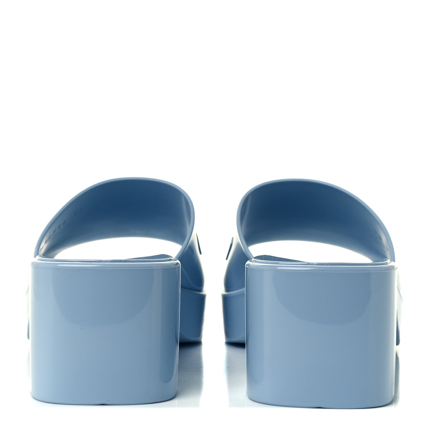 Gucci Rubber Gucci Logo Womens Platform 20/60mm Slide Sandals 38 Porcelain Light Blue 6 of 10