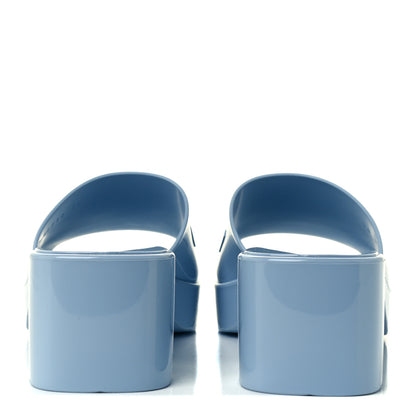 Gucci Rubber Gucci Logo Womens Platform 20/60mm Slide Sandals 38 Porcelain Light Blue 6 of 10