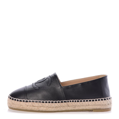 Chanel Lambskin CC Espadrilles 37 Black 1 of 8