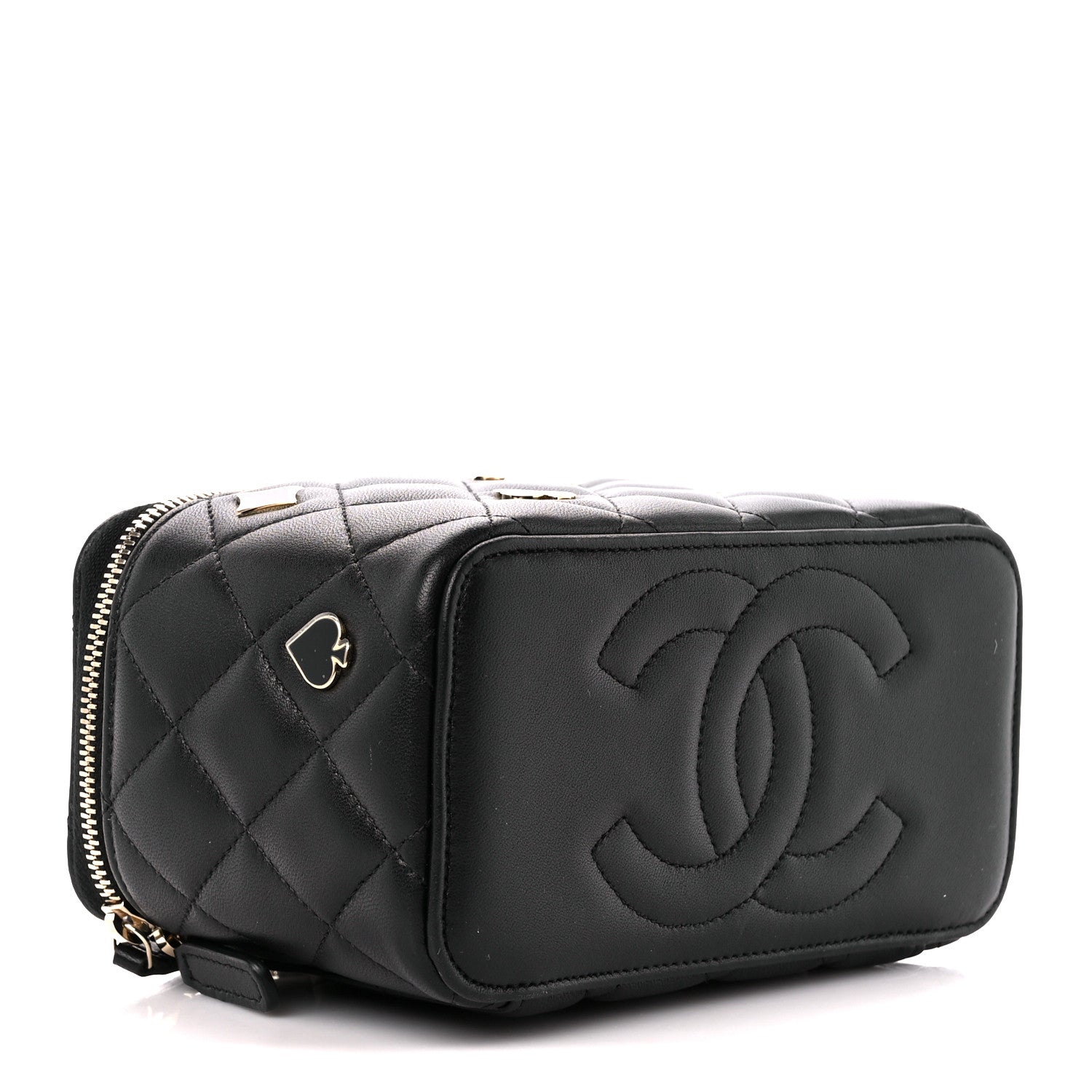 Chanel Caviar Quilted Enamel Coco Casino Small Vanity Case With Chain Black 4 of 12