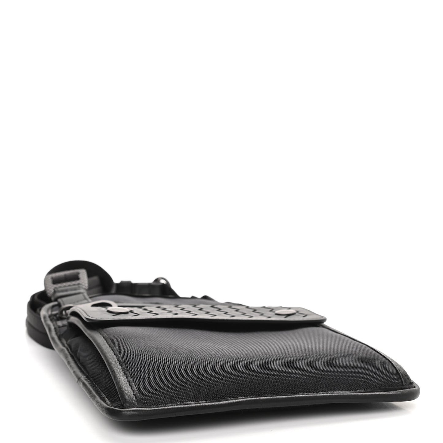Nappa Intrecciato Nylon High Tech Crossbody Pouch Black