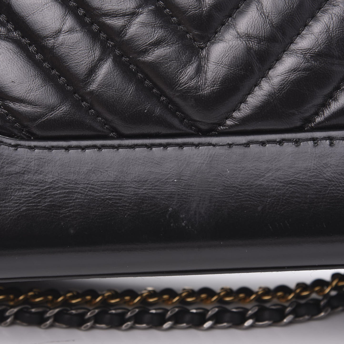 Aged Calfskin Chevron Quilted Small Gabrielle Hobo Black