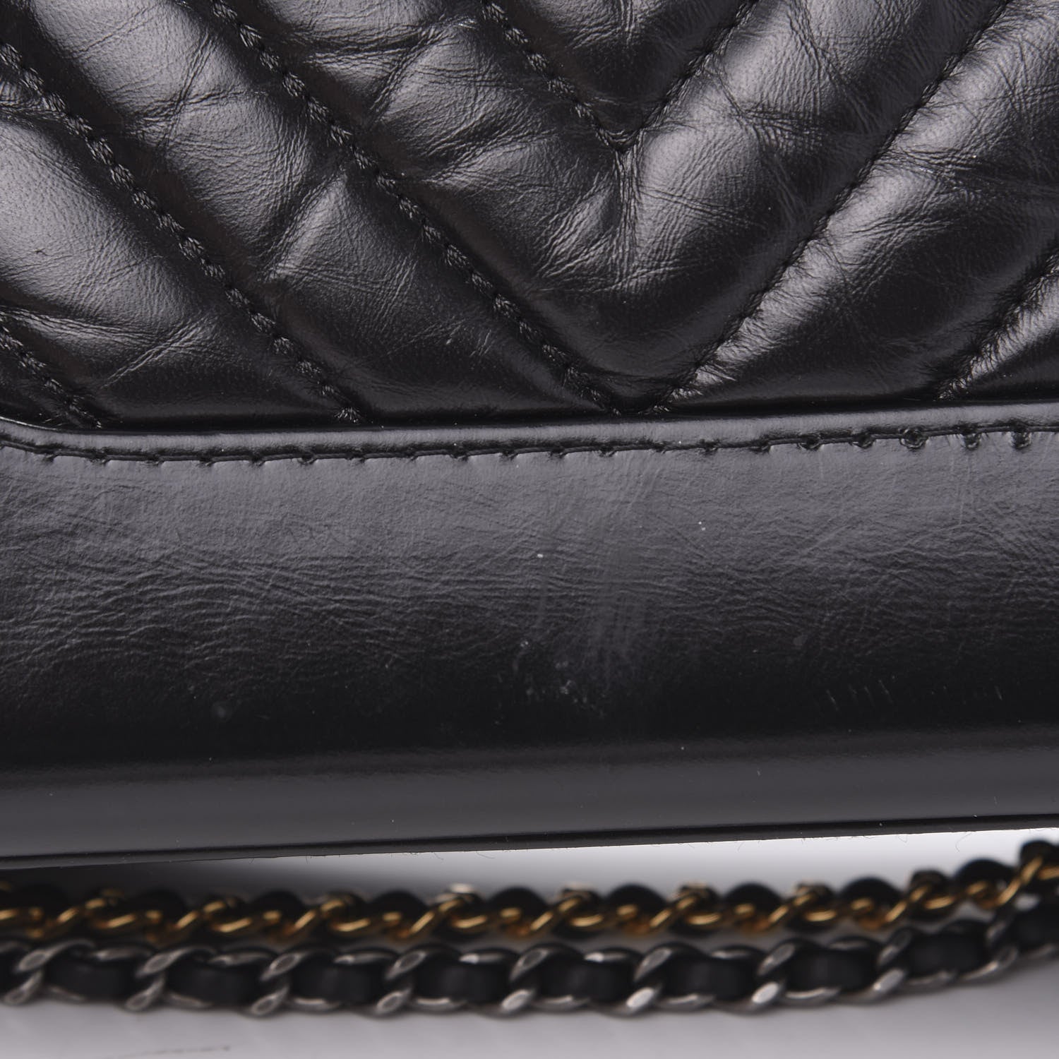 Chanel Aged Calfskin Chevron Quilted Small Gabrielle Hobo Black 15 of 17