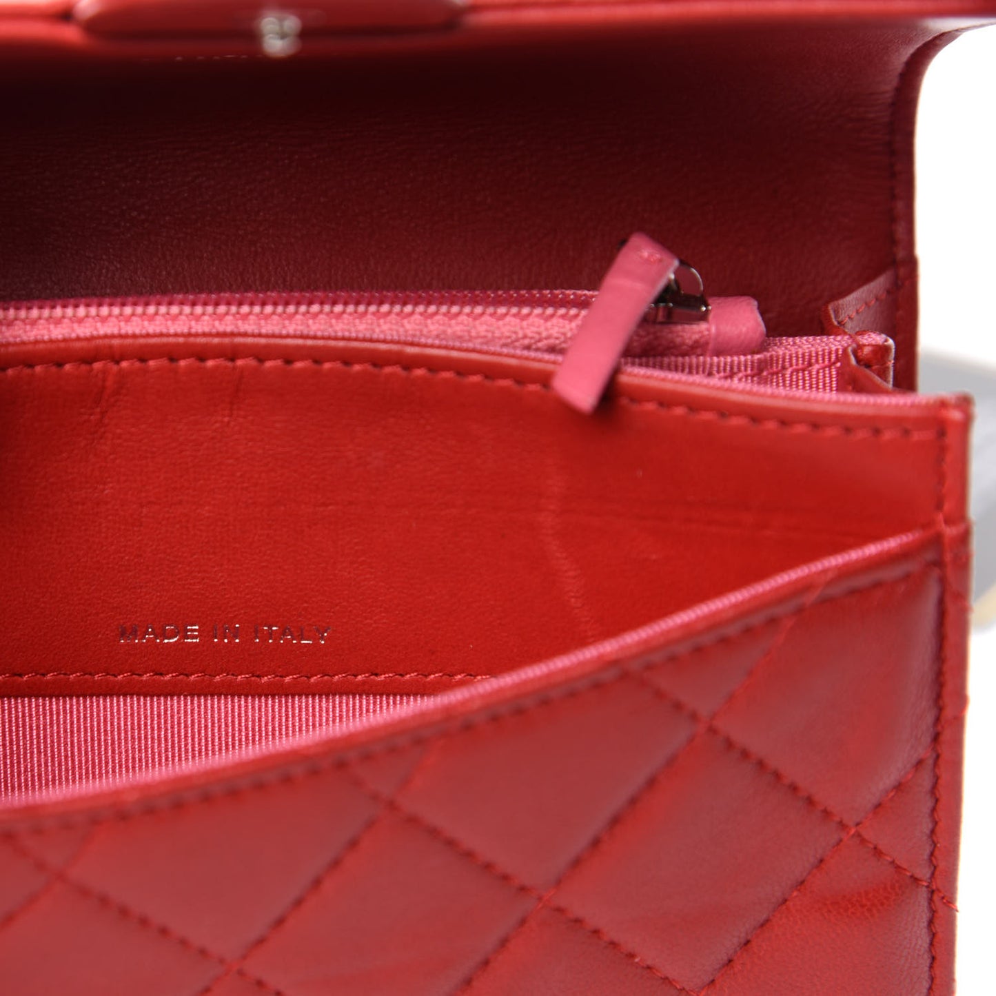 Lambskin Quilted Small Flap Wallet Red