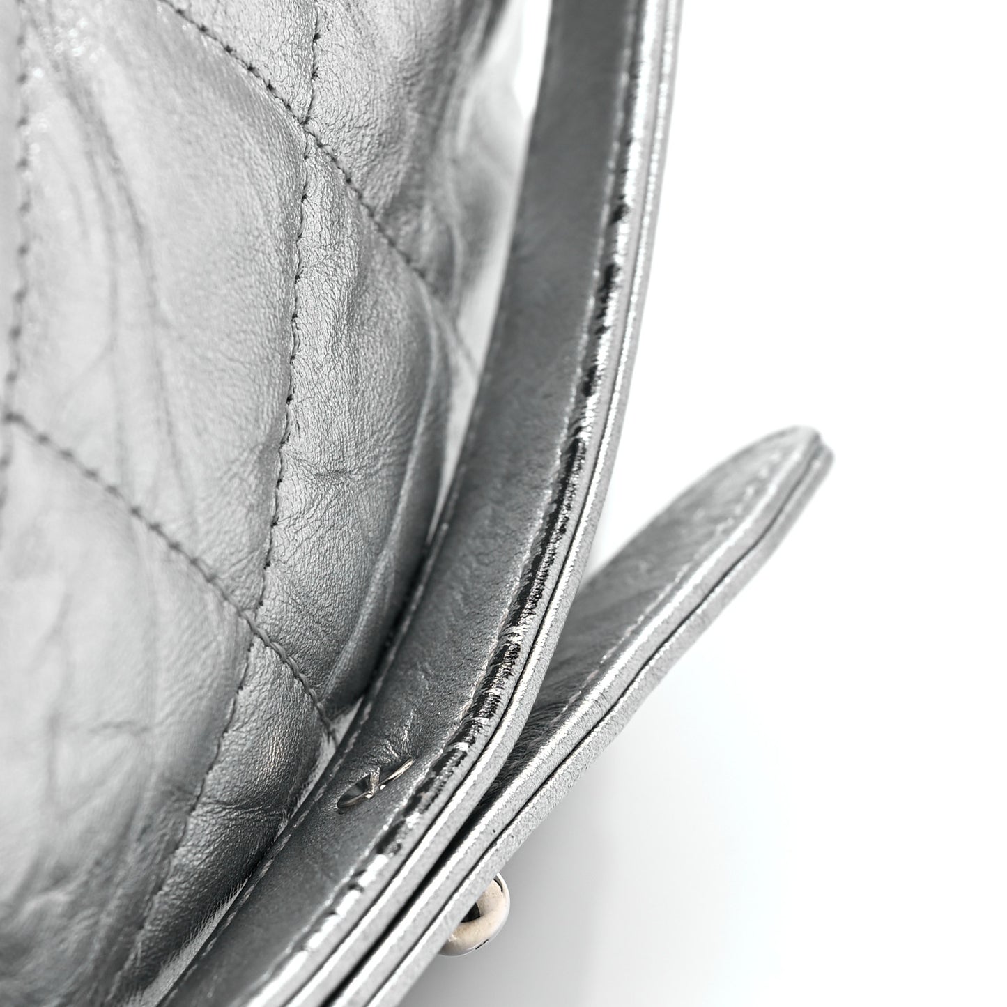 Metallic Crackled Calfskin Quilted Medium Big Bang Hobo Silver