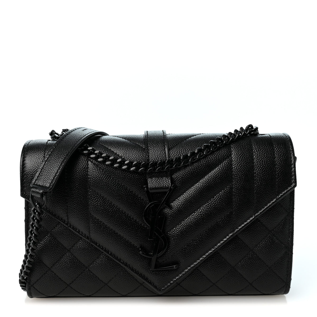 Grain De Poudre Textured Mixed Matelasse Triquilt Small Monogram Monochrome Satchel Black
