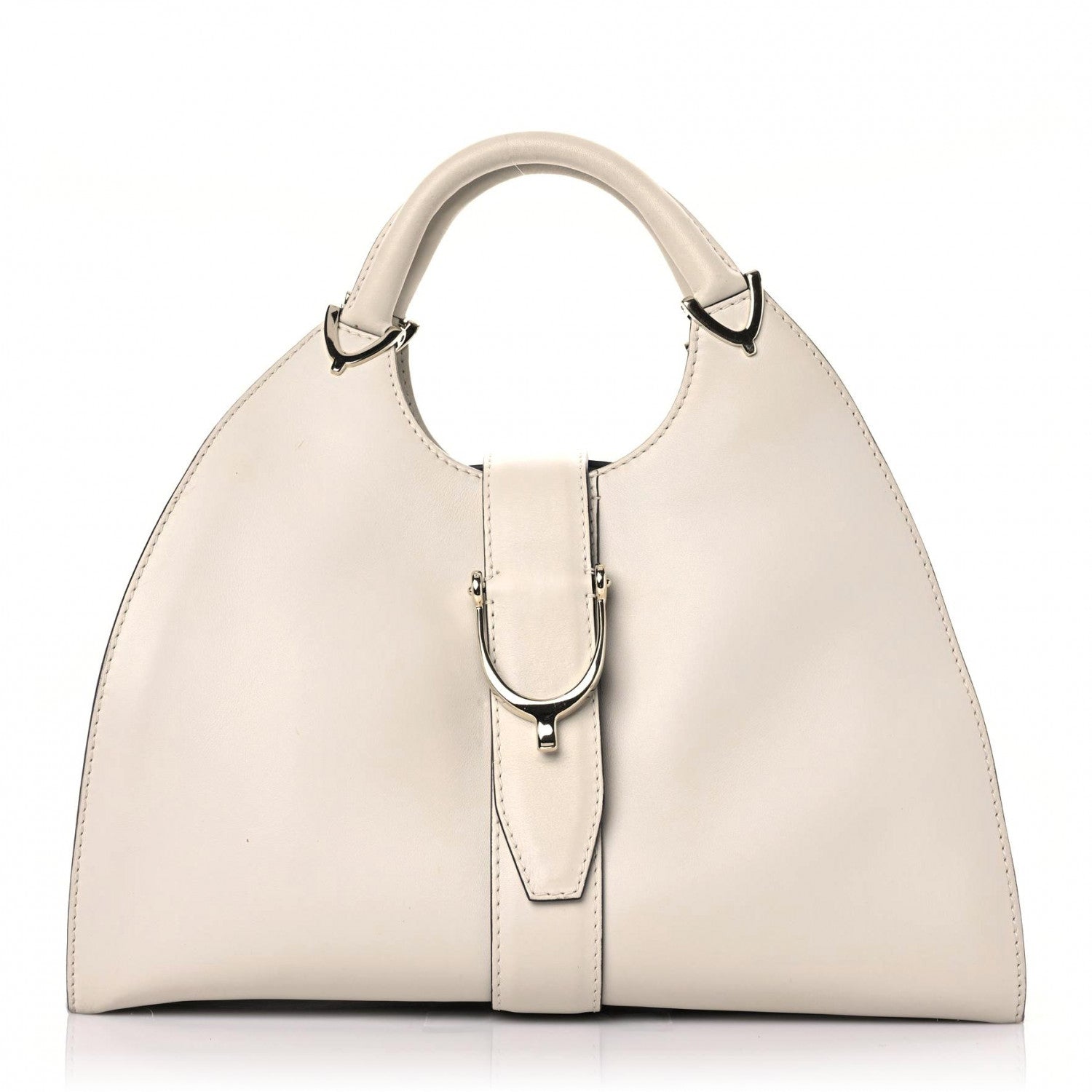 Gucci Calfskin Medium Stirrup Top Handle Bag White 1 of 20