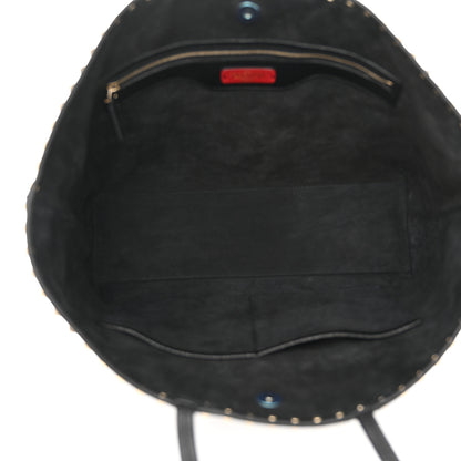 Valentino Garavani Grained Calfskin Rockstud Shoulder Tote Black 5 of 10
