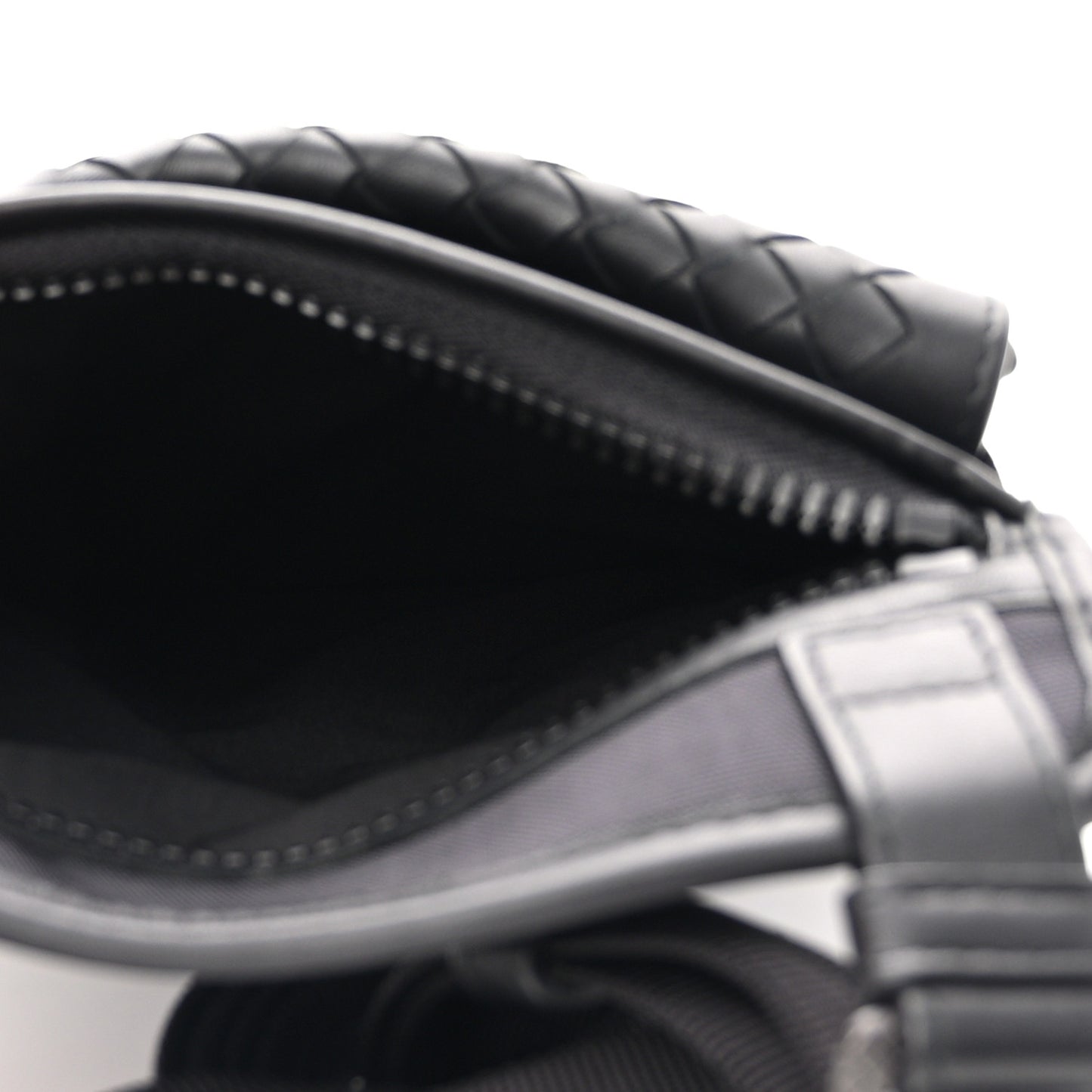 Nappa Intrecciato Nylon High Tech Crossbody Pouch Black