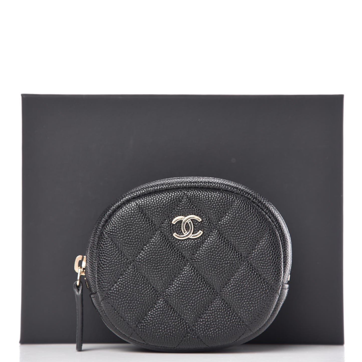 Caviar Quilted Zip Around Classic Coin Purse Black