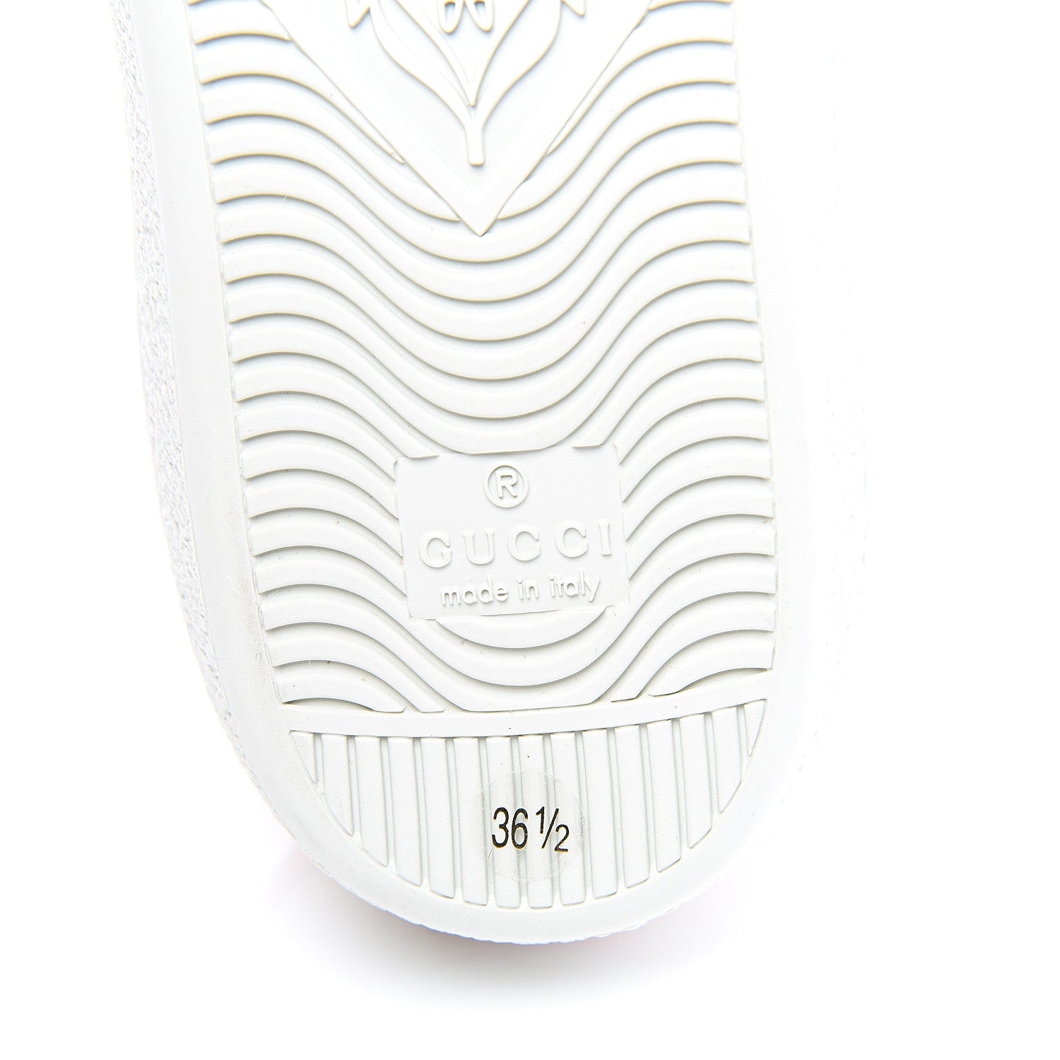 Gucci Calfskin Stripe Womens New Ace Sneakers 36.5 New Mystic White Ecru Red Flame 10 of 12
