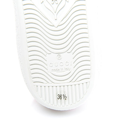 Gucci Calfskin Stripe Womens New Ace Sneakers 36.5 New Mystic White Ecru Red Flame 10 of 12