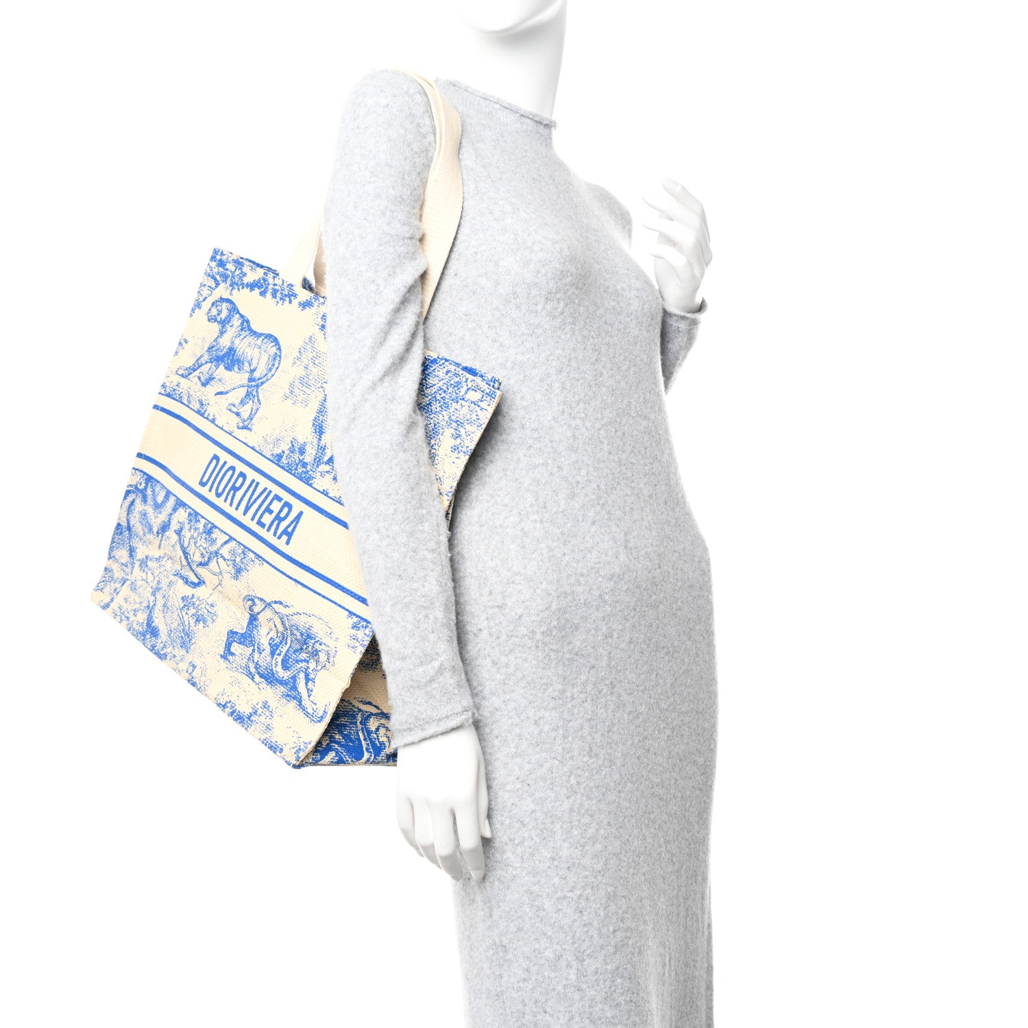 Christian Dior Straw Dioriviera Tote Blue 2 of 12