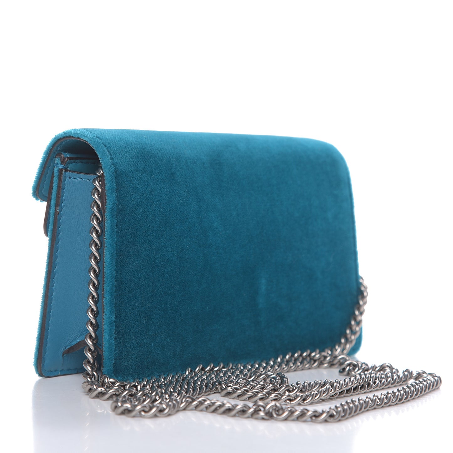 Velvet Super Mini Dionysus Shoulder Bag Pavone Cyan