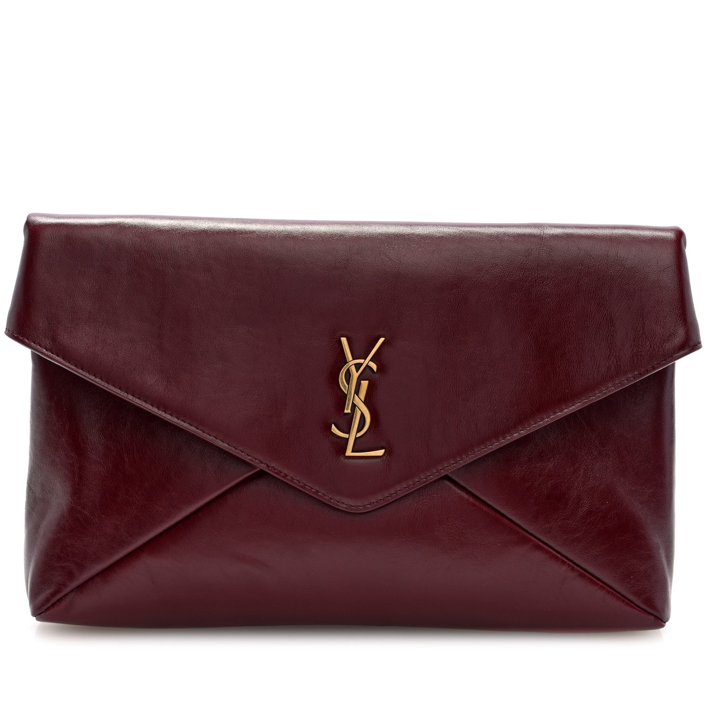 Lambskin Large Cassandre Envelope Pouch Dark Ruby