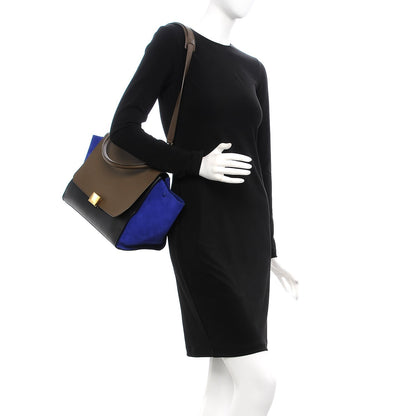 Celine Smooth Calfskin Suede Medium Tri-color Trapeze Indigo 2 of 9
