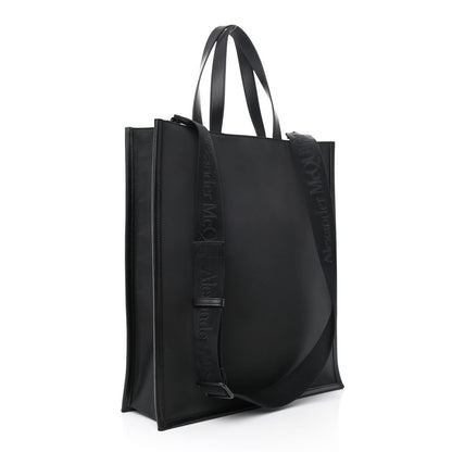 Alexander McQueen Canvas Graffiti Logo North South Edge Tote Black Off White 2 of 9