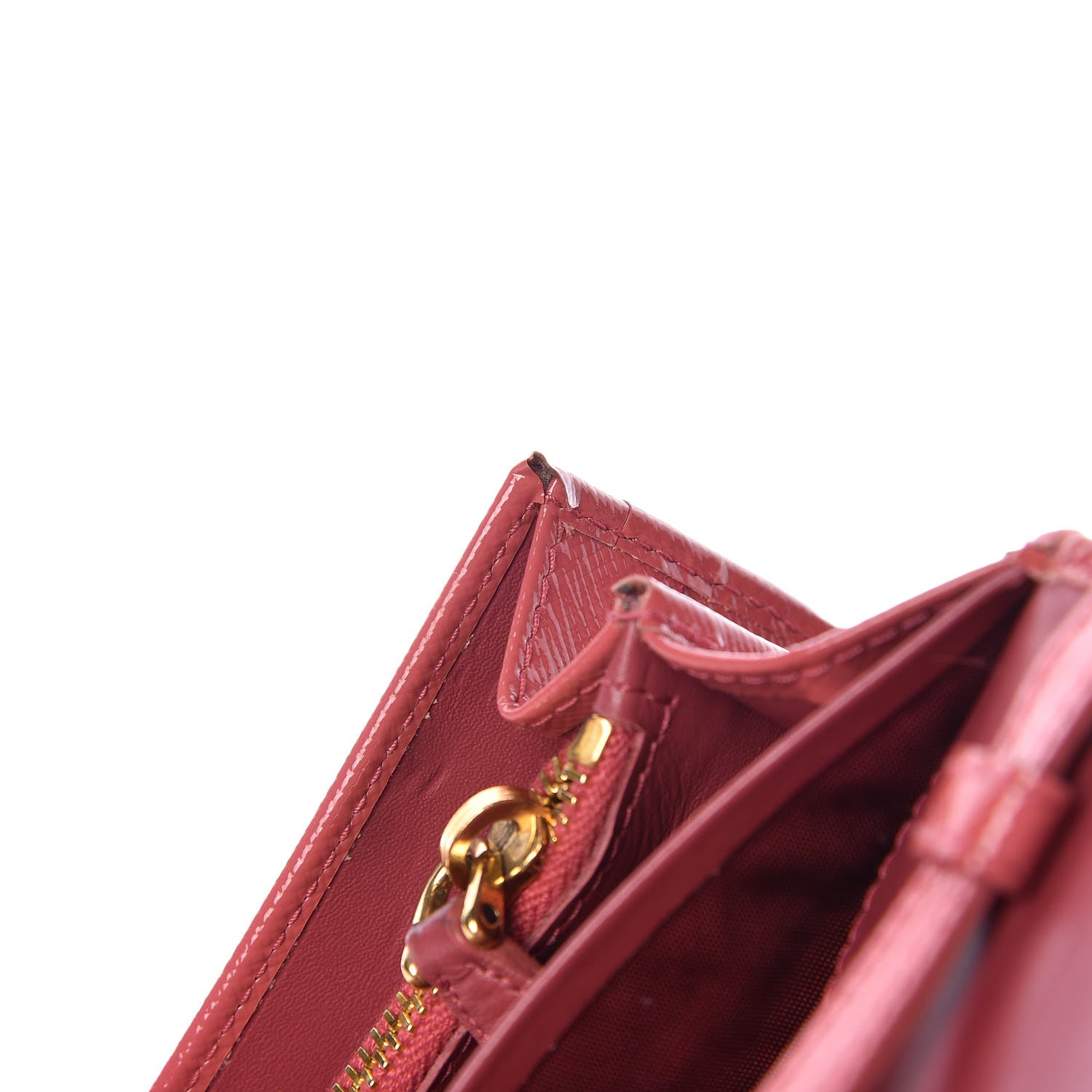 Prada Saffiano Vernice Metal Oro Chain Wallet 11 of 27