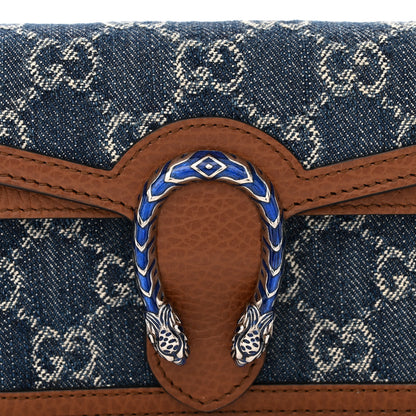 Gucci New Denim GG Monogram Dollar Calfskin Enamel Super Mini Dionysus Shoulder Bag Blue Tea Cuir Epilog Electric Blue 7 of 10