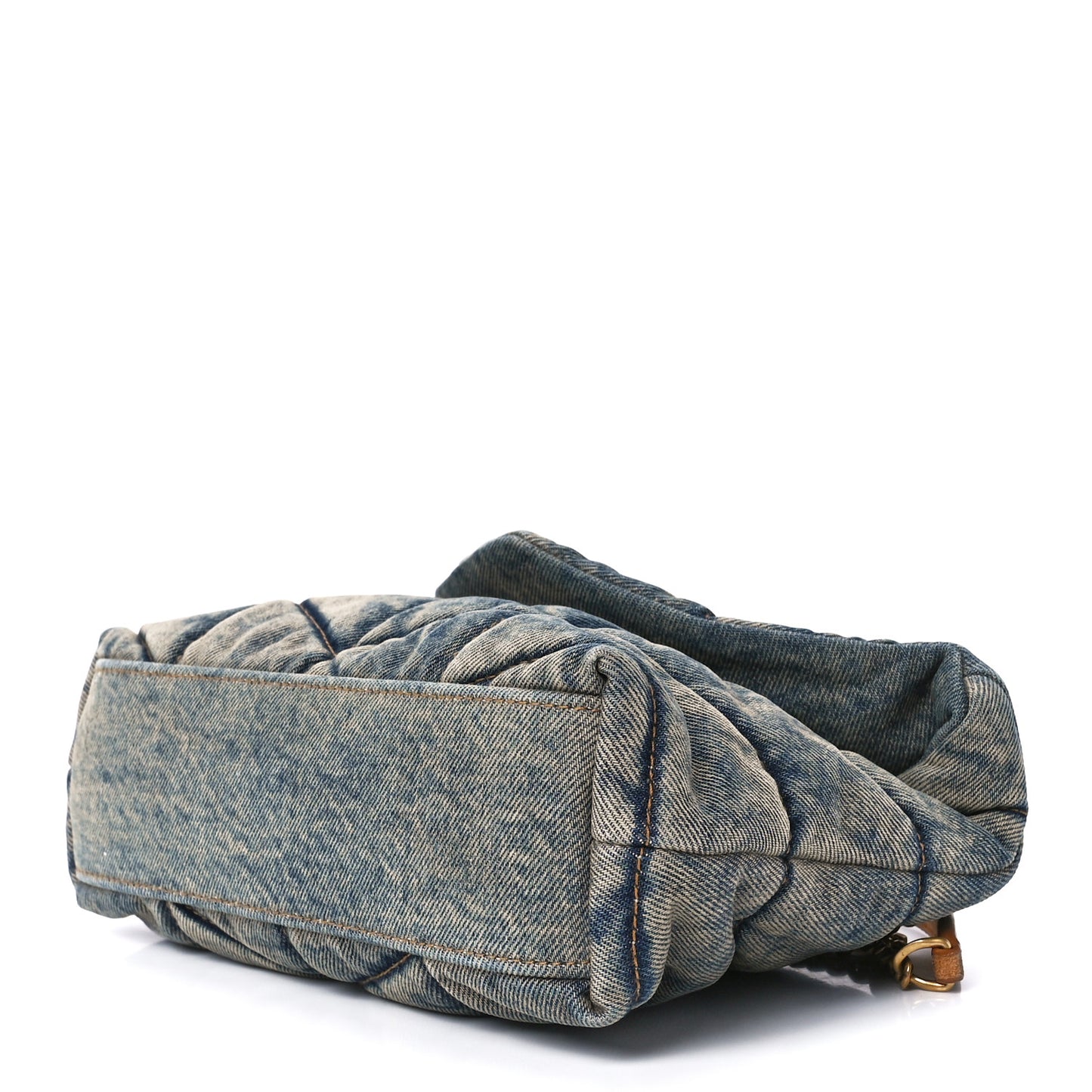 Denim Quilted Toy Loulou Puffer Monogram Chain Satchel Blue Cinnamon