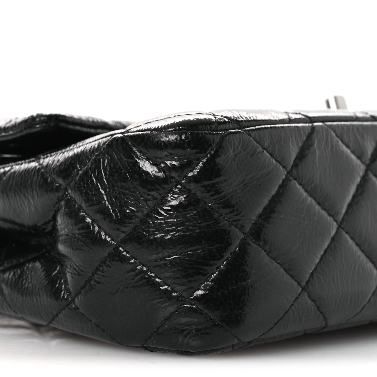 Chanel Distressed Patent Quilted Medium Double Flap Black 16 of 24
