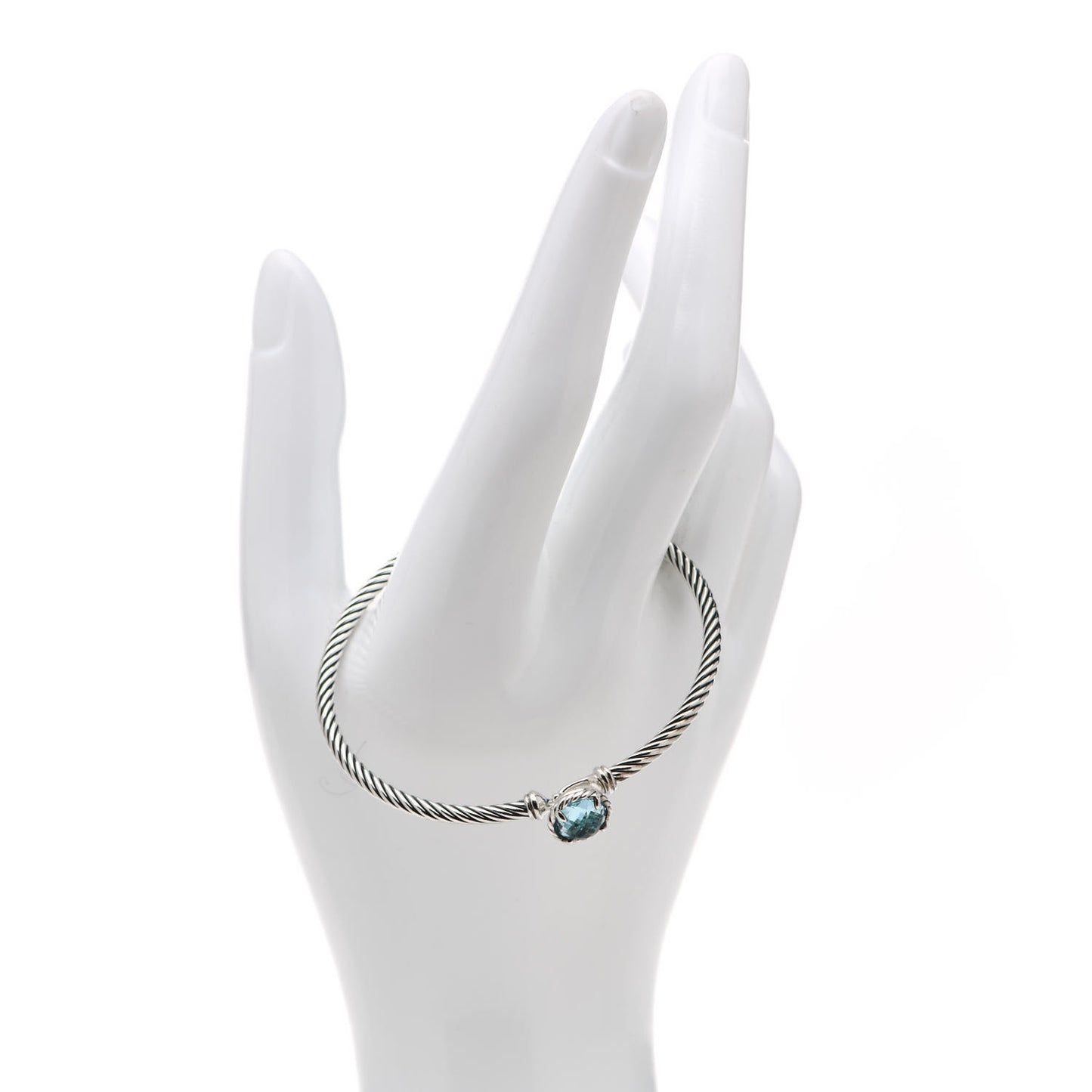Sterling Silver Blue Topaz 3mm Chatelaine Bracelet
