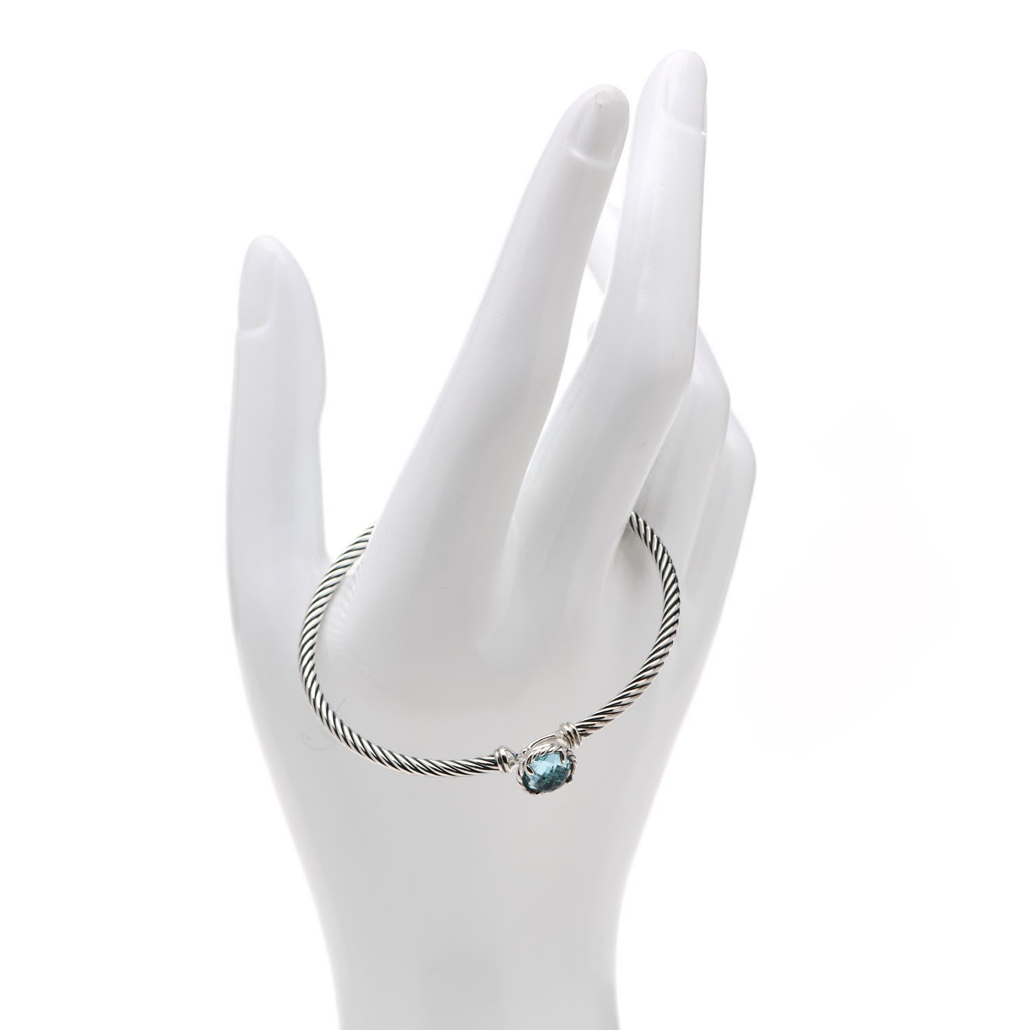 David Yurman Sterling Silver Blue Topaz 3mm Chatelaine Bracelet 2 of 4