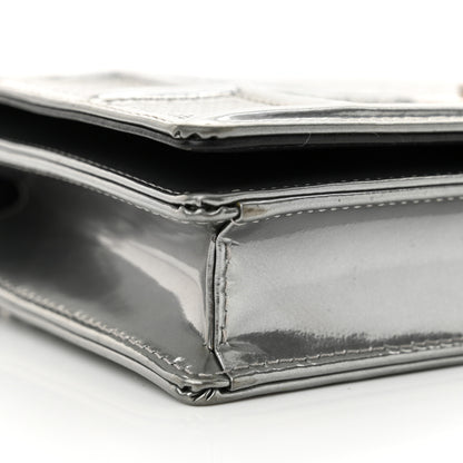 Christian Dior Metallic Patent Micro-Cannage Diorama Wallet on Chain Pouch Silver 9 of 14