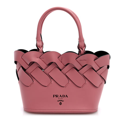 Prada Vitello Intreccio Tote Bag Petalo Black 1 of 9