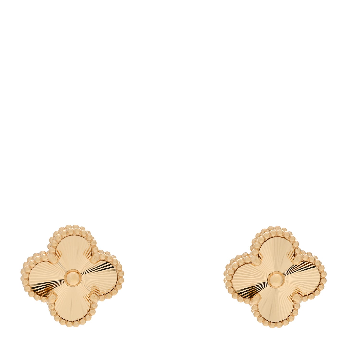 18K Yellow Gold Guilloche Vintage Alhambra Earrings